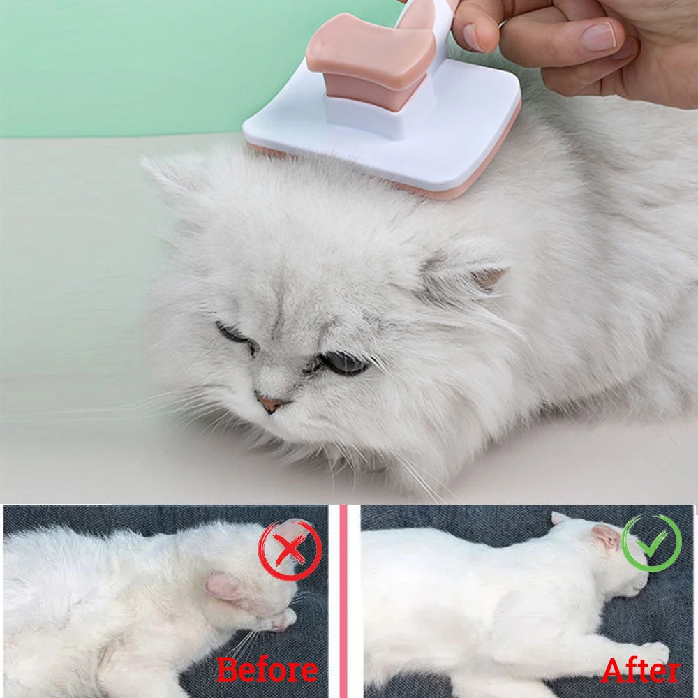 Self Cleaning Slicker Brush For Dogs, Cats Pets-One Click Cleaning Function-Gentle Effective Cat, Pet Dog Hair Remover-Dog Grooming Accessories For Small, Medium Large Dogs
